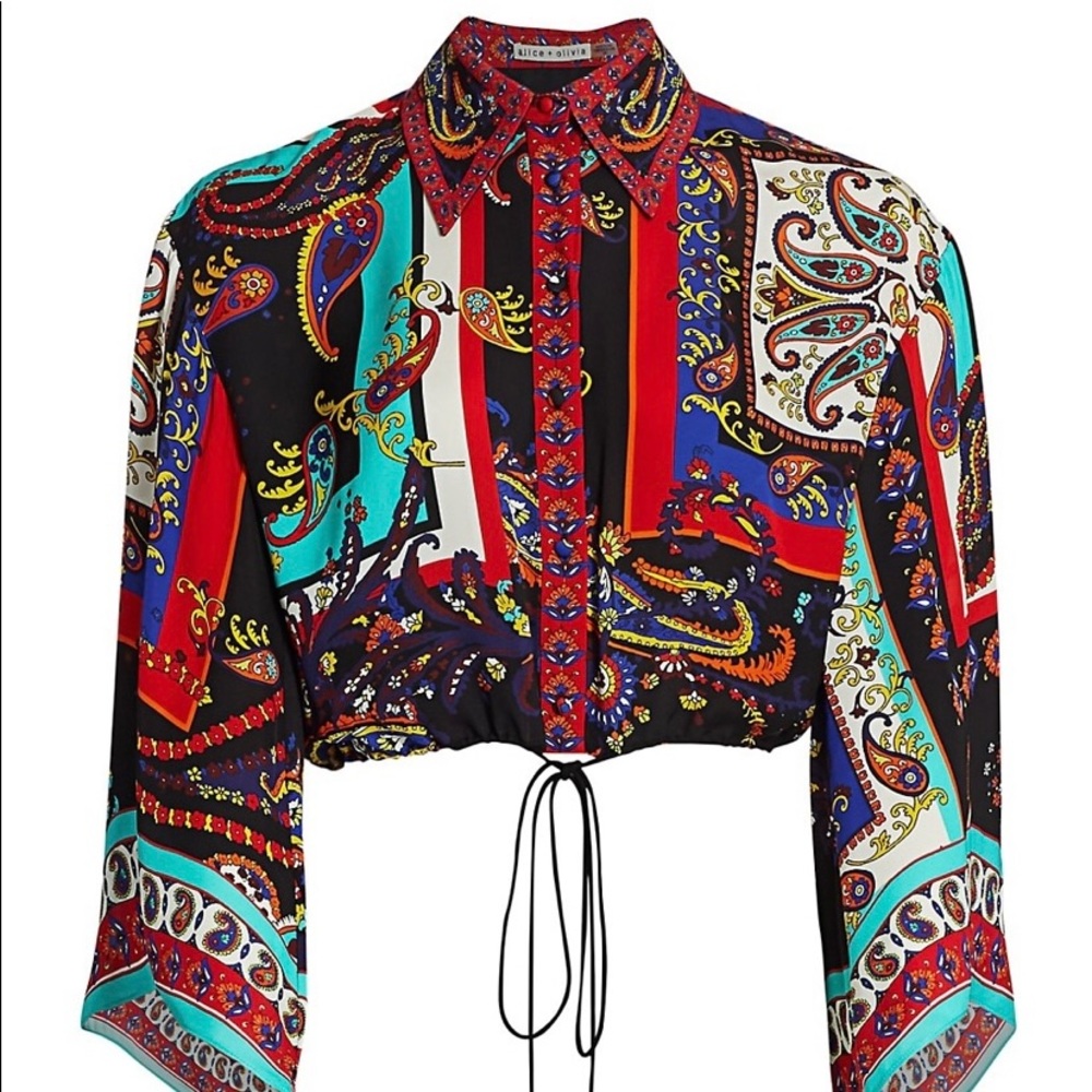 Alice and olivia paisley crop top